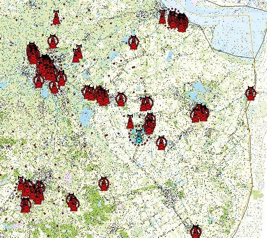 Een landkaart waarop de vergunninghouders staan aangegeven